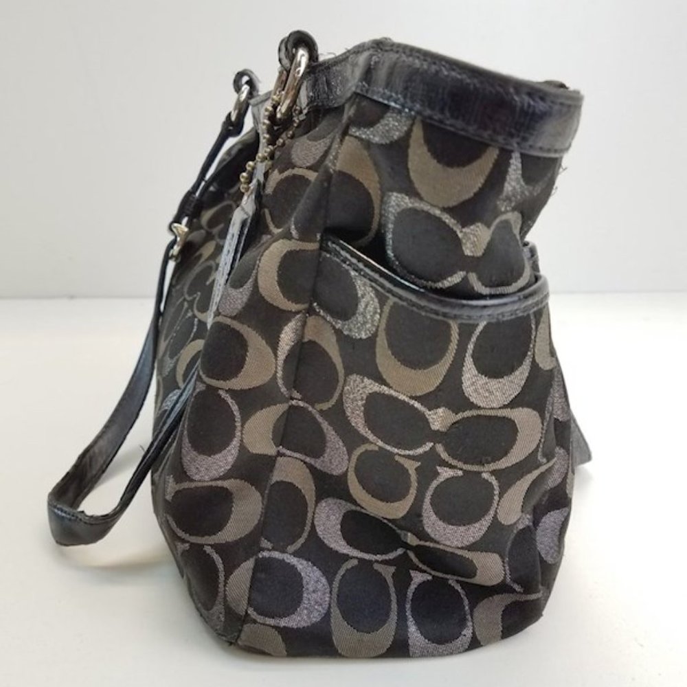 Coach SASSY Gallery Signature 3 Color Lurex Black Metallic Tote Bag - Picture 8 of 16